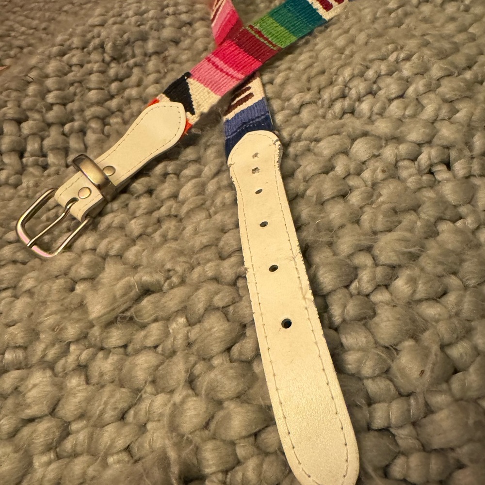 Nan Lewis Native American style white leather belt